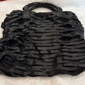 Rare RomyGold Black Biker Slash Handbag.